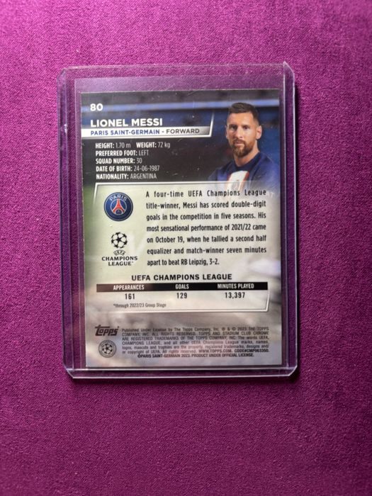 Messi topps stadium club card Psg