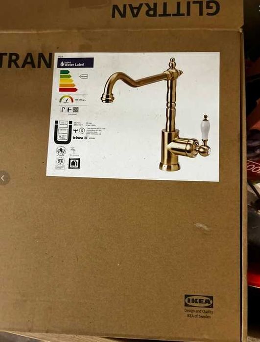 Nowa IKEA GLITTRAN Bateria Kuchenna Umywalkowa Mosiądz Stojąca Kran
