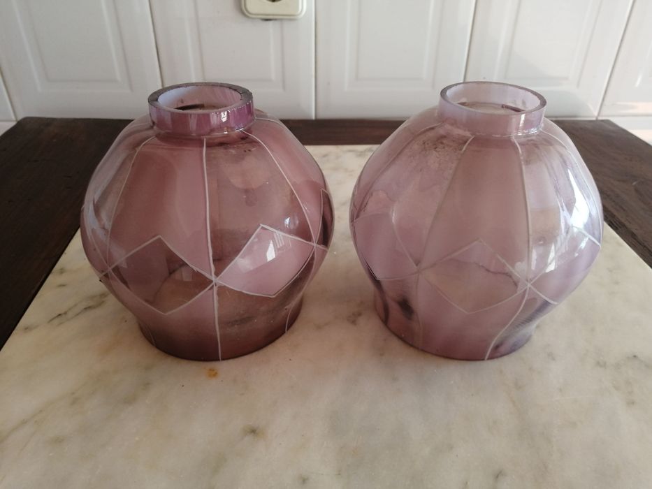 2 globos em vidro para candeeiro