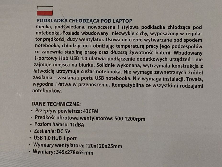 Podkładka chłodząca pod laptopa