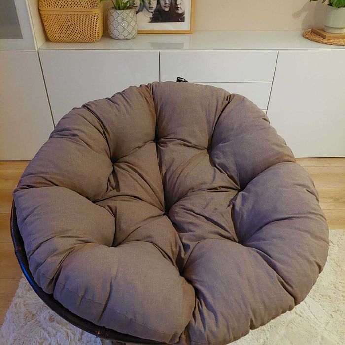 Fotel rattanowy z grubą poduszką – średnica 80 cm