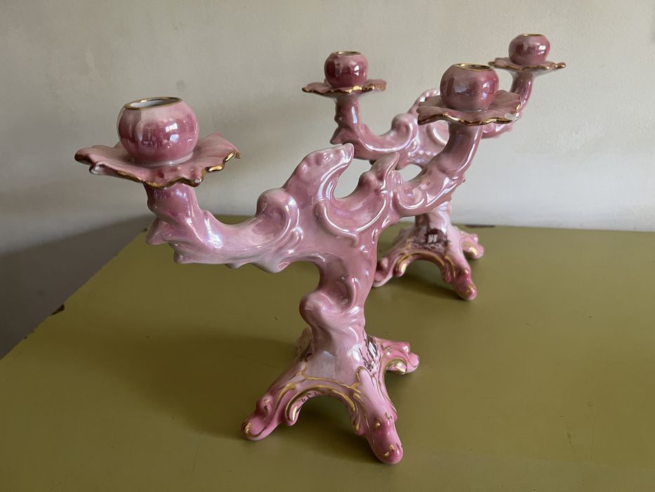 Casticais de ceramica rosa