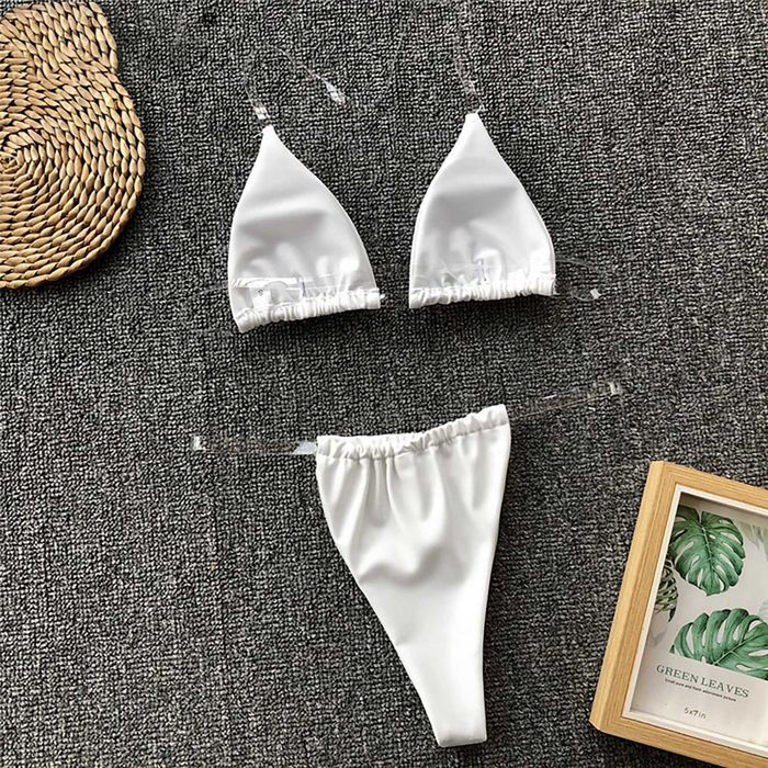 Bikini Stringi Damski Strój Kąpielowy Przezroczyste Paski Kostium XS/S
