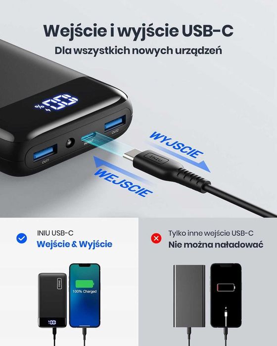 Power Bank BI-B5 INIU, PD 22.5W, 20000 mAh czarny