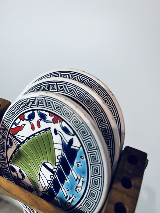 Porcelanowe 3 szt podkladki grecja hellada antyk
