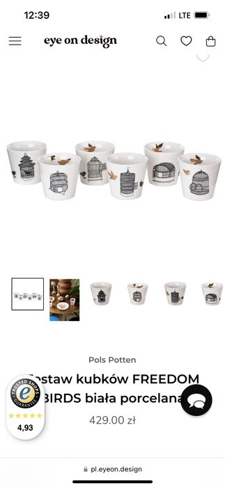 Kubki freedom birdcup Pols Potten