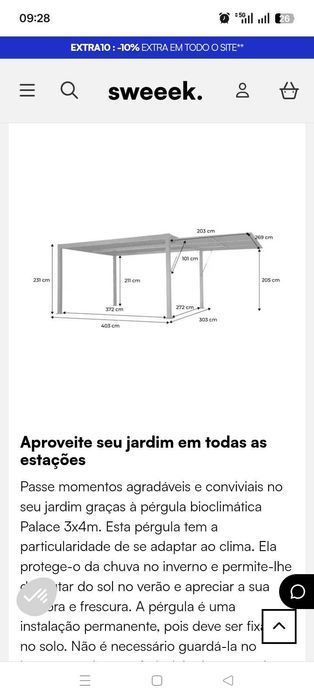Pergola bioclimática Nova nas embalagens