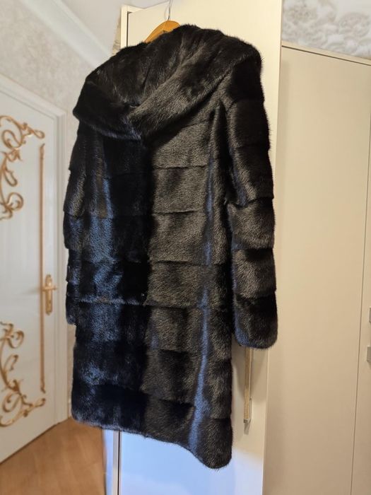 Идеал ‼️Черная норковая шуба с капюшоном