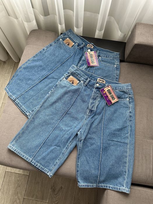 Джинсові шорти corteiz подовжені шорти світлі широкі сині шорти джинс