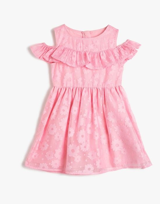 Платье воланчик на плечах.ромашки выбиты на ткани.Турция.коттон 8-10л ...