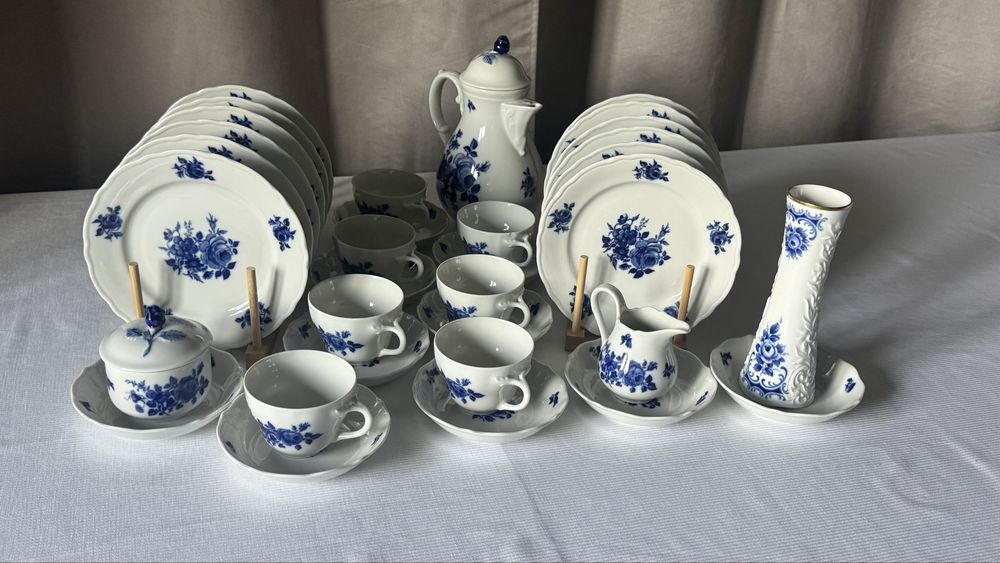 Porcelana Bavaria Echt Cobalt Germany – komplet kawowy 27 el. vintage