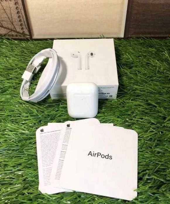 Наушники Airpods 2 Макс качество!! 1в1 с + чехол в подарок