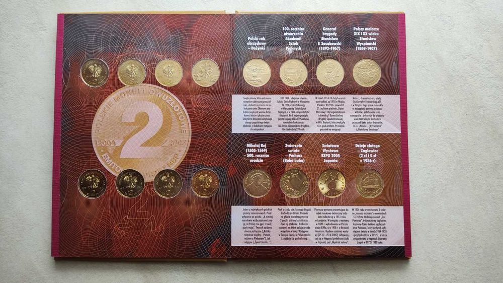 Monety 2 zł 2004r + 2005r - 23szt (mennicze) + album