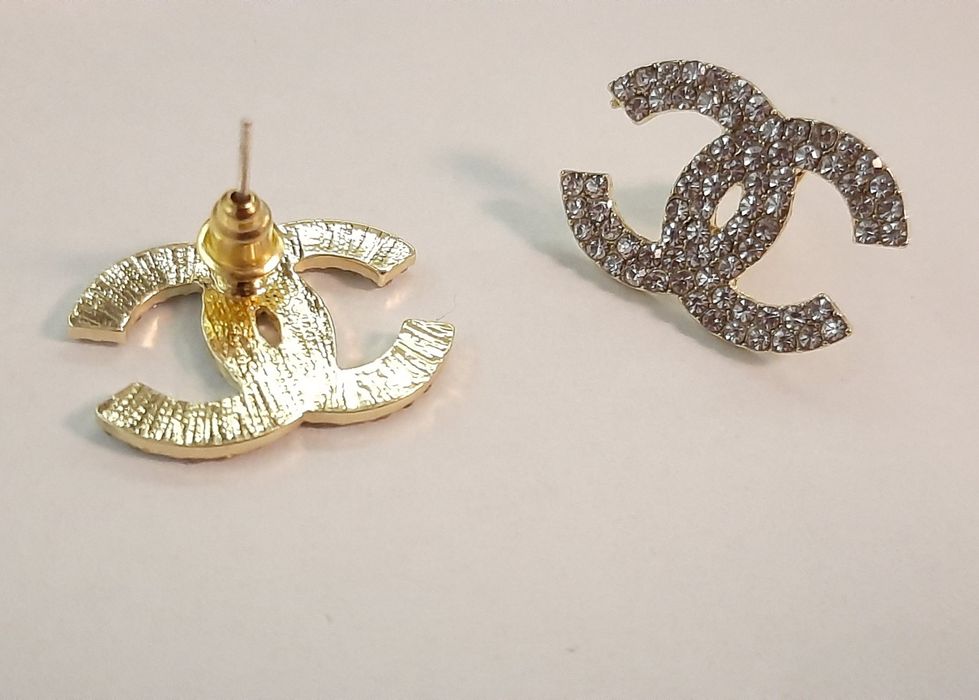 Duże, złote kolczyki cc kryształki Cudo lv ysl