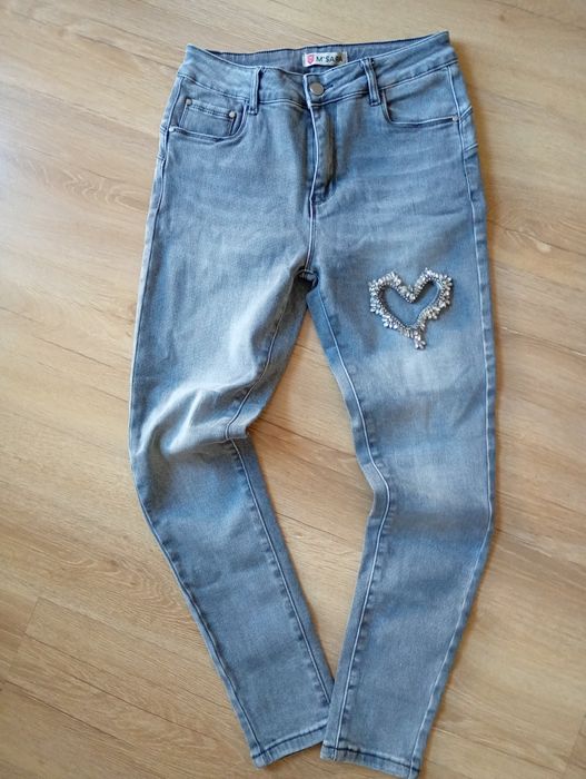 Grafitowe spodnie Jeans Serce