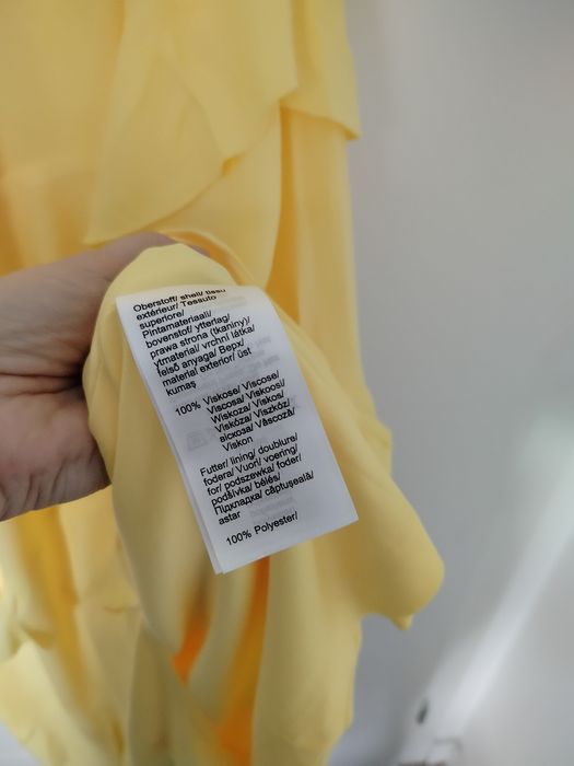 NOWA żółta sukienka MIDI falbany M /L