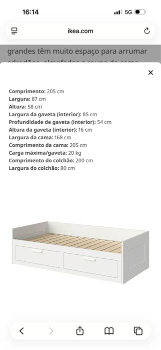 Cama Brimnes Ikea Nova com colchoes