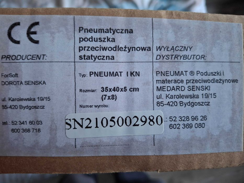 Poduszka przeciwodleżynowa pneumatyczna