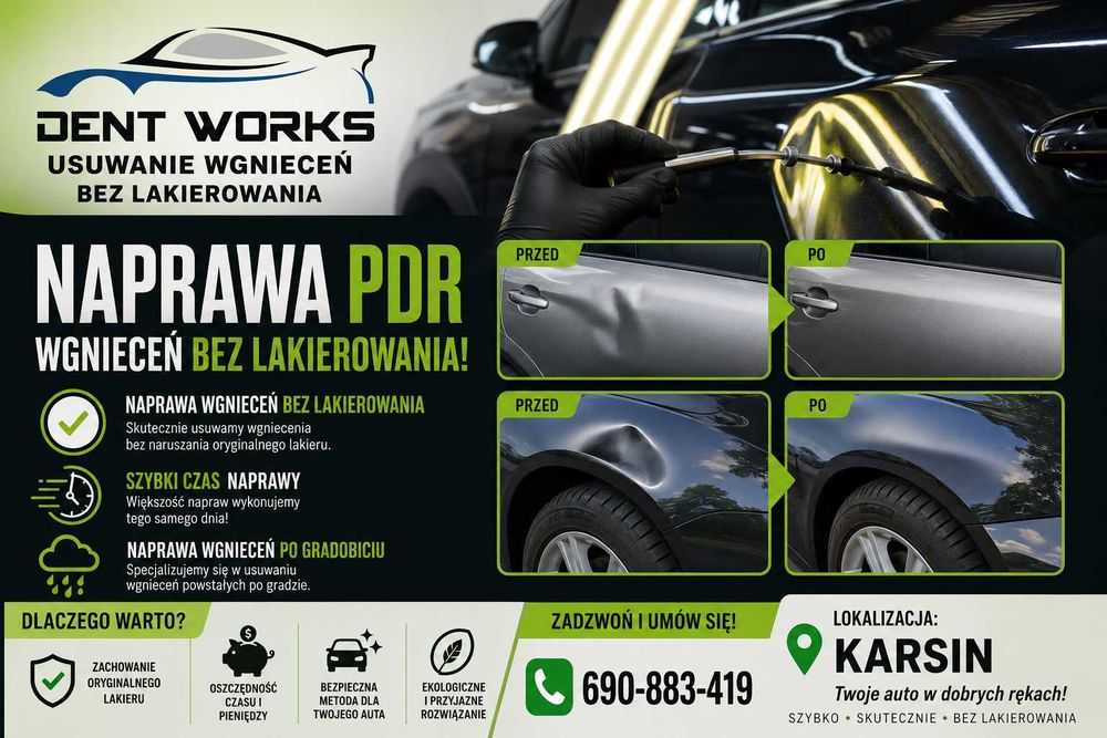 Usuwanie wgnieceń bez lakierowania PDR / gradobicie / wgniecenia parkingowe / akty wandalizmu
