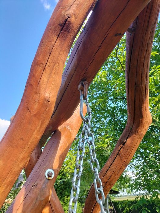 Huśtawka ogrodowa drewniana (dębowa) ręcznie robiona