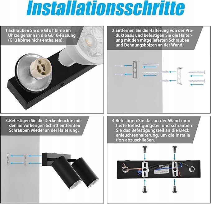 Aipsun czarna LED, lampa sufitowa z podwójnym płomieniem reflektor