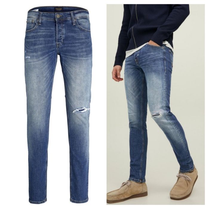 Spodnie jeansowe męskie z przetarciami Jack&Jones W29/L32