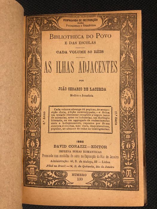 Ilhas (1886). Angra. Horta. Graciosa. Corvo