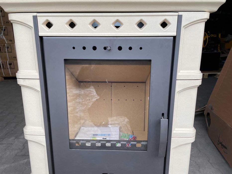 Piec kominek kaflowy wolnostojący koza ATOL 10kW cappuccino