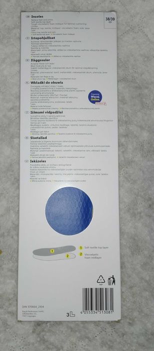Wkładki do butów 38/39 Insoles