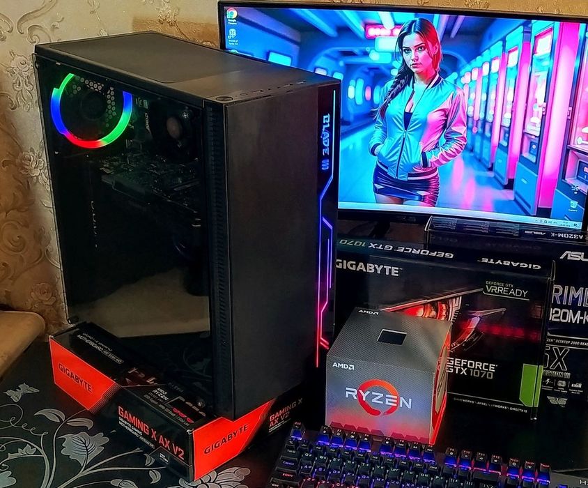 ПК GTX1070+ Ryzen 5 2600+ 16Gb DDR4 игровой компьютер  АМ4