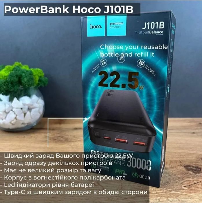 Павербанк Rixus 30000mAh(22.5w) Швидка зарядка