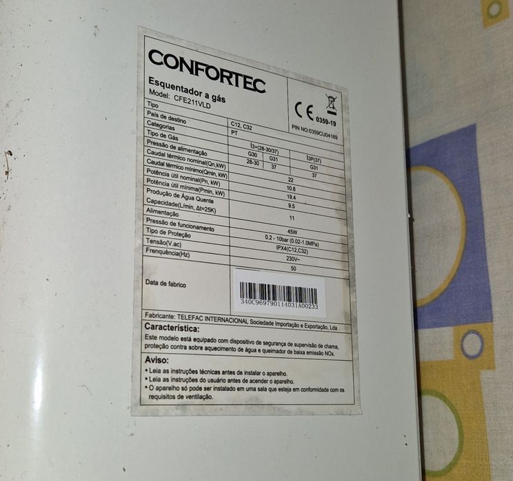 Esquentador A funcionar