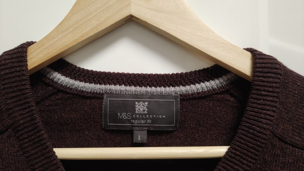 Sweter M&S r. L bordowy 100% wełna