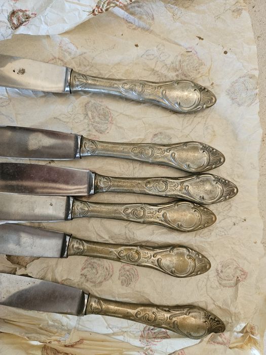 6 faças vintage prata