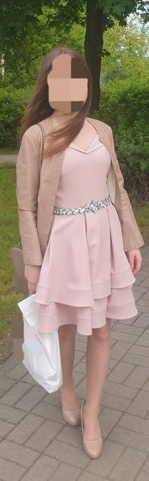 Sukienka wesele/komers rozm. 34 xs pudrowy róż