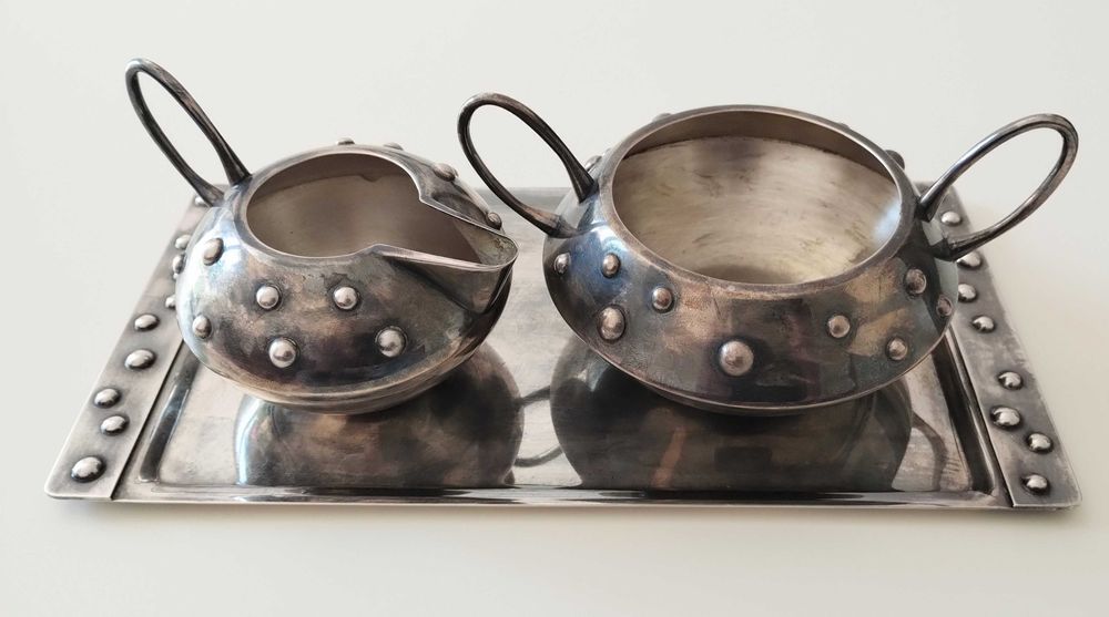 Komplet  srebrny. Rytosztuka. Asteroid. 655 gr. Lata 60 te.