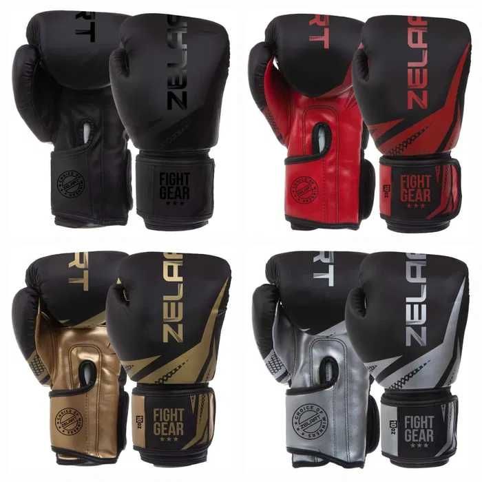 рукавички перчатки боксерские для боксу 8 10 12 14 чорні червоні