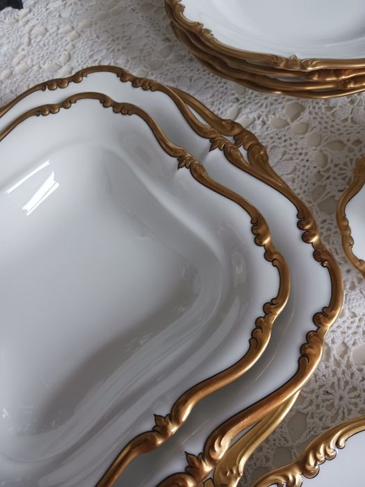 1930 Rosenthal Pompadour grube zlocenie serwis obiadowy