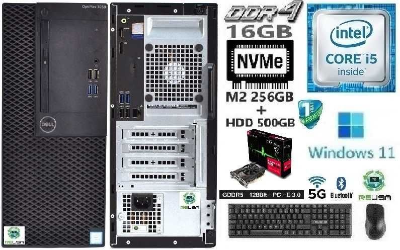 Pç LowGaming DELL 6ªG|i5-3.2G|16G|NVMe256G+HDD500|RX550-2G|5G+BT|W11