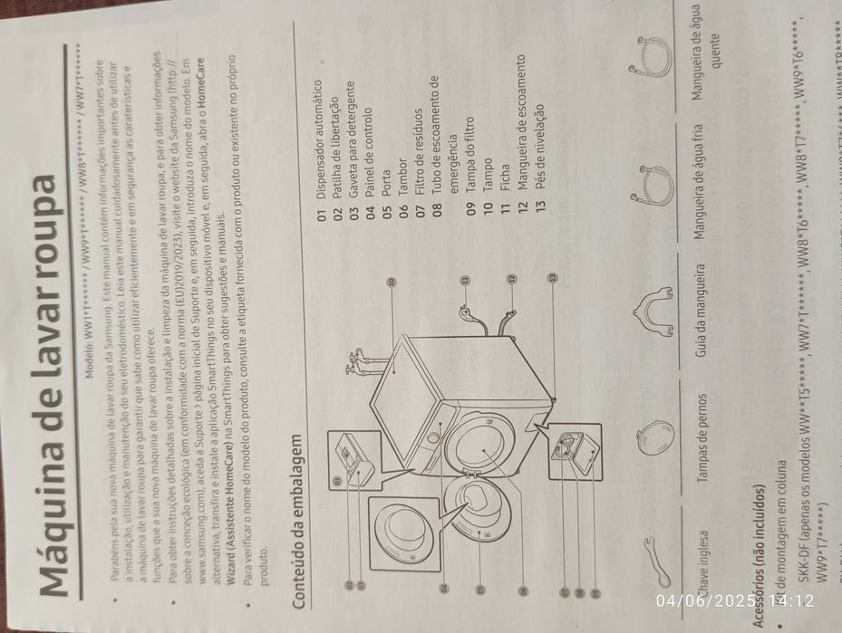 Máquina Lavar Roupa Samsung WW10T534DAW
