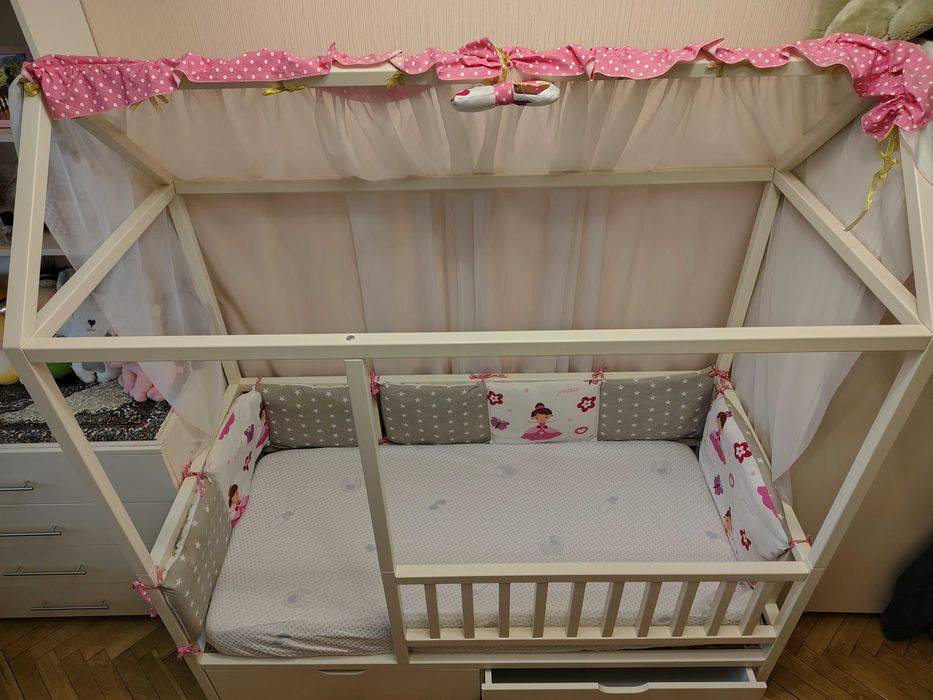 Ліжко дитяче будиночок Sweet Home Біле б/в