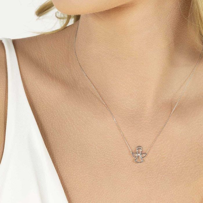 Kolia z diamentem z białego złota - aniołek N06628 W C