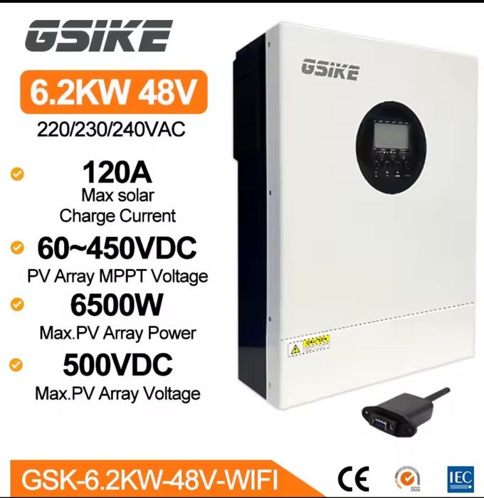 Гибридный солнечный инвертор GSIKE 6.2кВт 48В MPPT + WiFi (Новый)