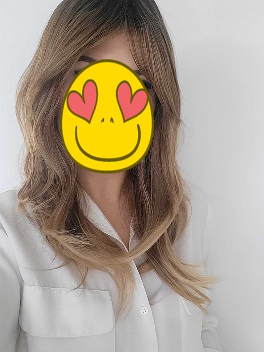 Nowa peruka z boczną grzywką fale pasemka sombre