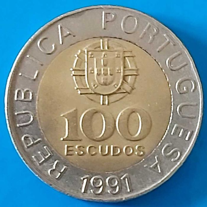 Lote 2 moedas de 100$00 de 1991  Pedro Nunes
