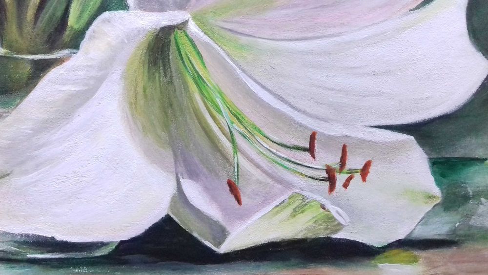 Картина акрил квіти лілії натюрморт цветы лилии