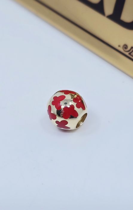 Złoty charms czerwone motyle próba 585 14k