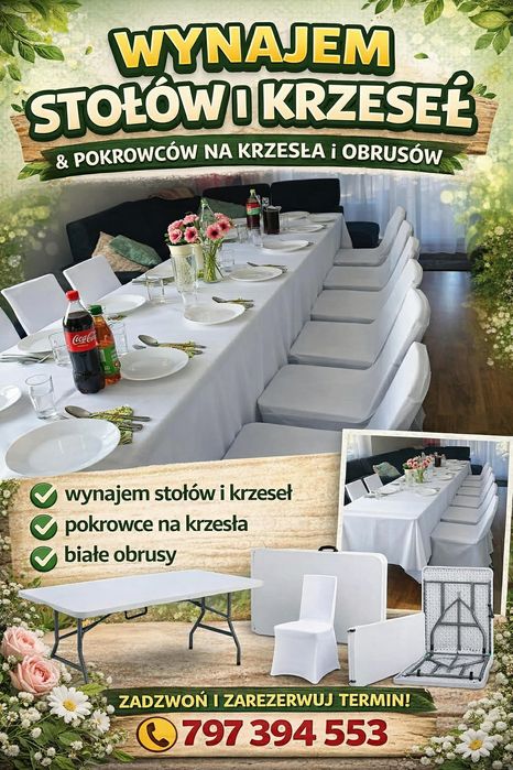 Wynajem krzeseł i stołów na imprezę
