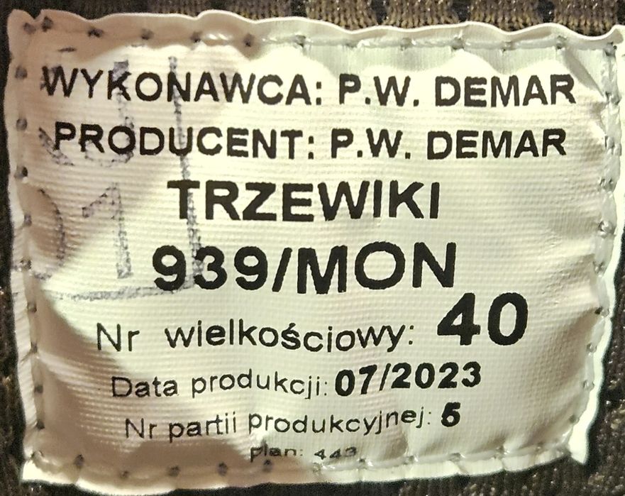 Buty wojskowe 40r 939/Mon Demar