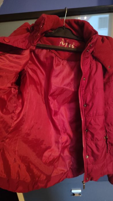 Kurtka 38/40 bordowa jesienna z kapturem